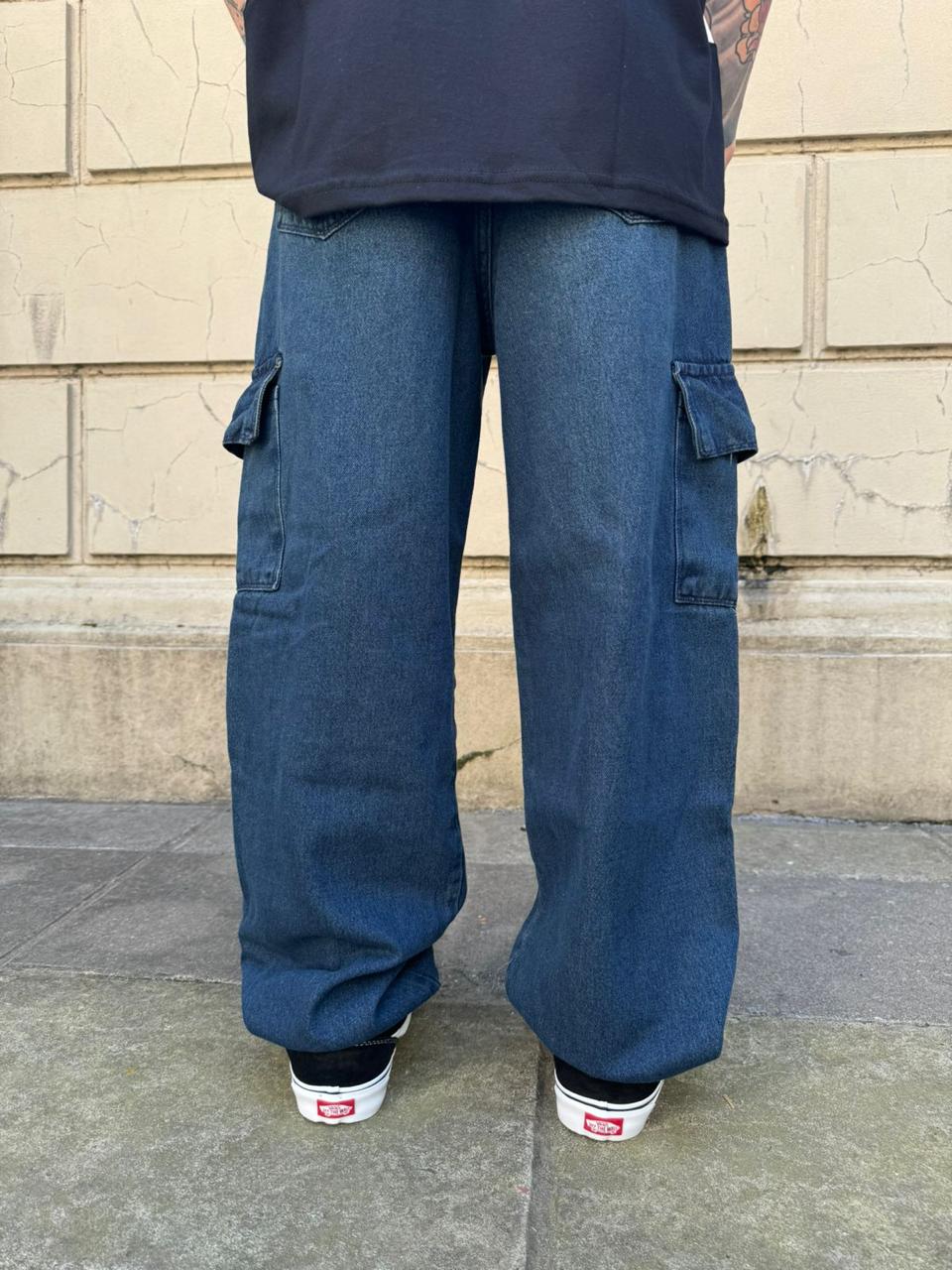 JEAN MOM BLUE CARGO